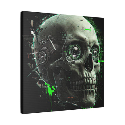 Techno Skull Canvas Art Print, Cyberpunk Wall Decor, Edgy Home Aesthetic, Gothic Gift for Him, Halloween Decoration, Modern Artwork