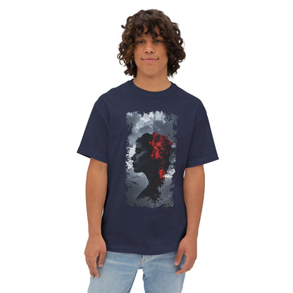 Stylish Oversized Boxy Tee with Artistic Profile Design, Casual Streetwear, Graphic T-shirt, Gift for Art Lovers, Everyday Comfort