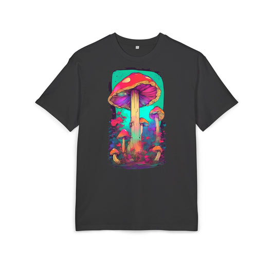 Vibrant Mushroom Art Oversized Tee, Unisex Graphic T-Shirt, Trendy Casual Style, Nature Lover Gift, Festival Clothing, Psychedelic Design
