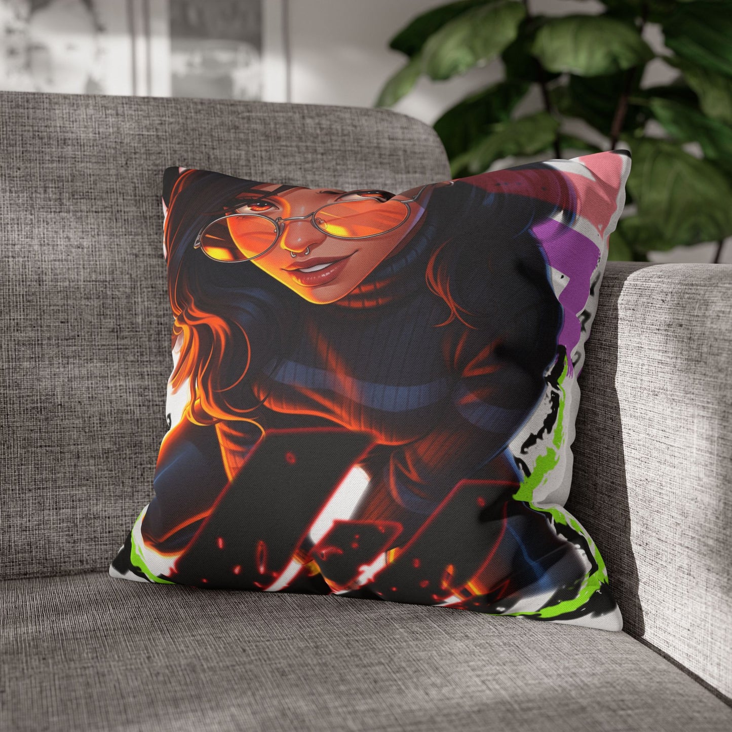 Vibrant Art Throw Pillow, Cozy Home Decor, Unique Gift for Gamers, Boho Cushion for Comfort, Stylish Accent Pillow