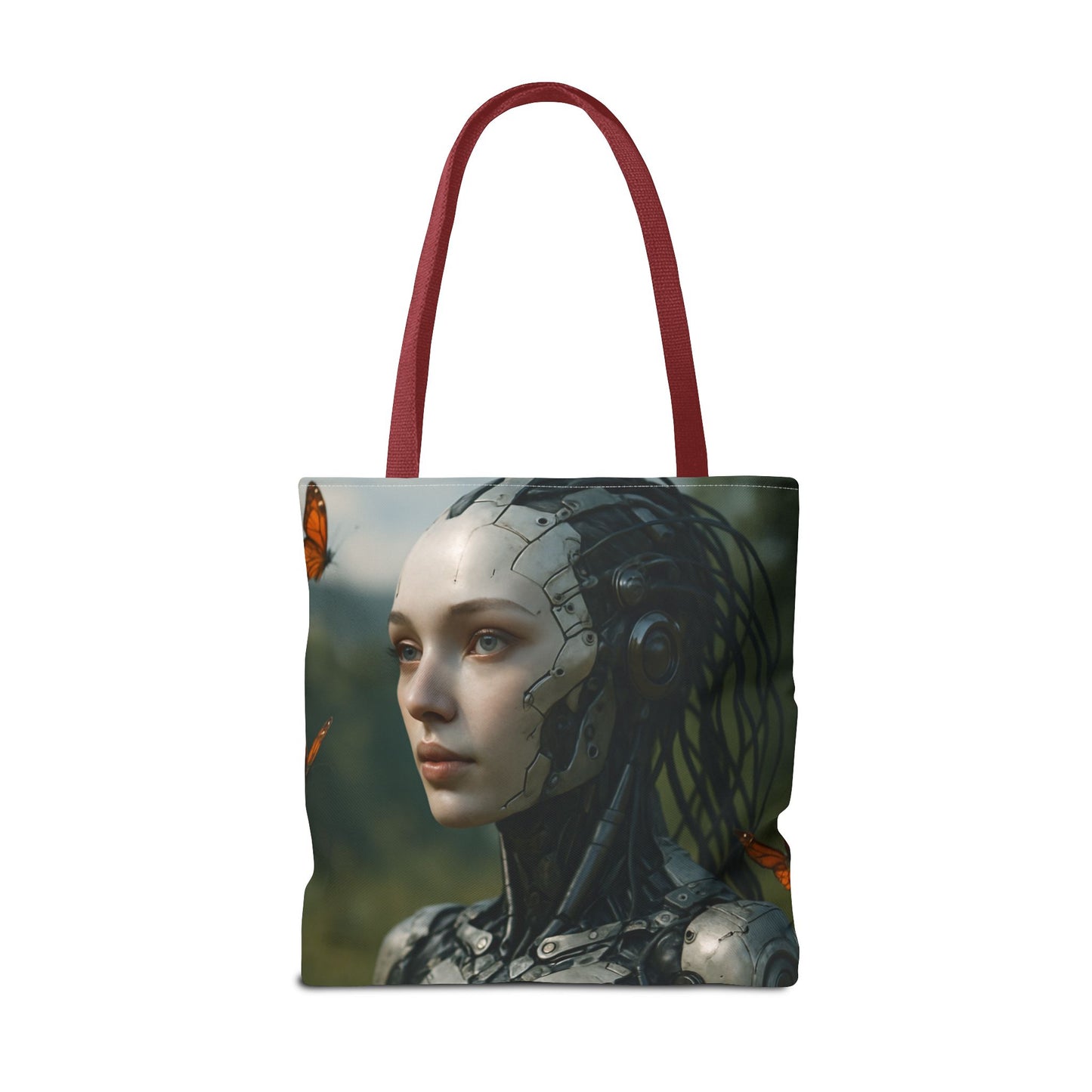 Futuristic Nature-Inspired Tote Bag, Eco-Friendly Bag, Gift for Tech Lovers, Reusable Shopping Bag, Art Tote for Nature Enthusiasts