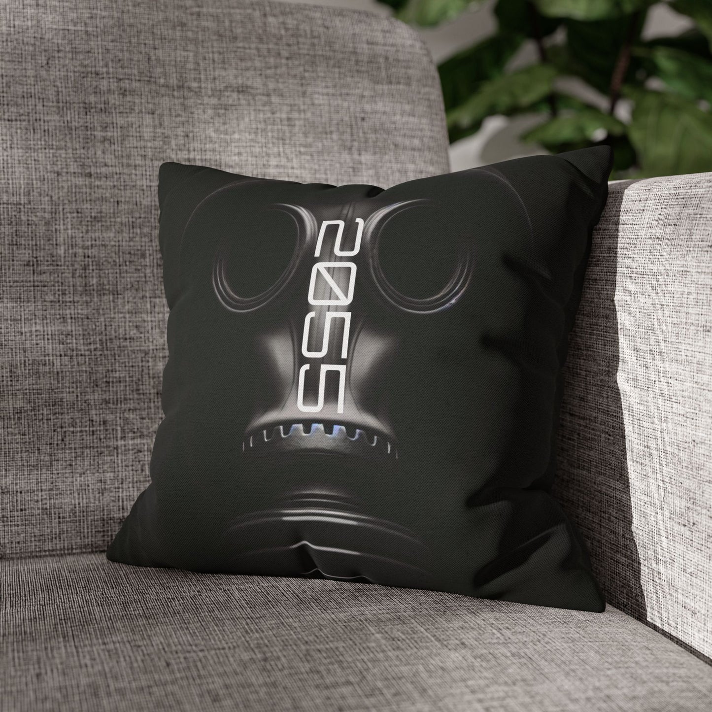 Futuristic Gas Mask Pillowcase | Modern Home Decor, Throw Pillow, Unique Gift, Sci-Fi Aesthetic, Cyberpunk Room Accents