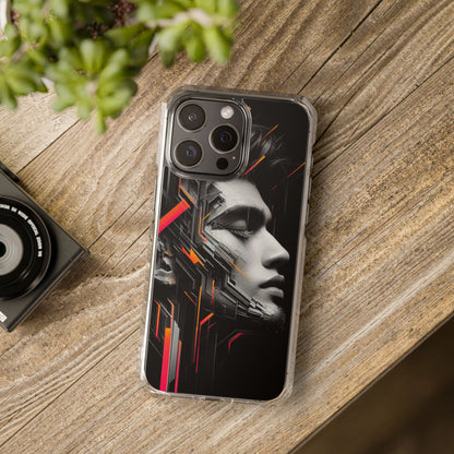 Magnetic Clear Impact Cases with Abstract Graphic, Stylish Phone Protection, Modern Gift for Tech Lovers, Unique Case