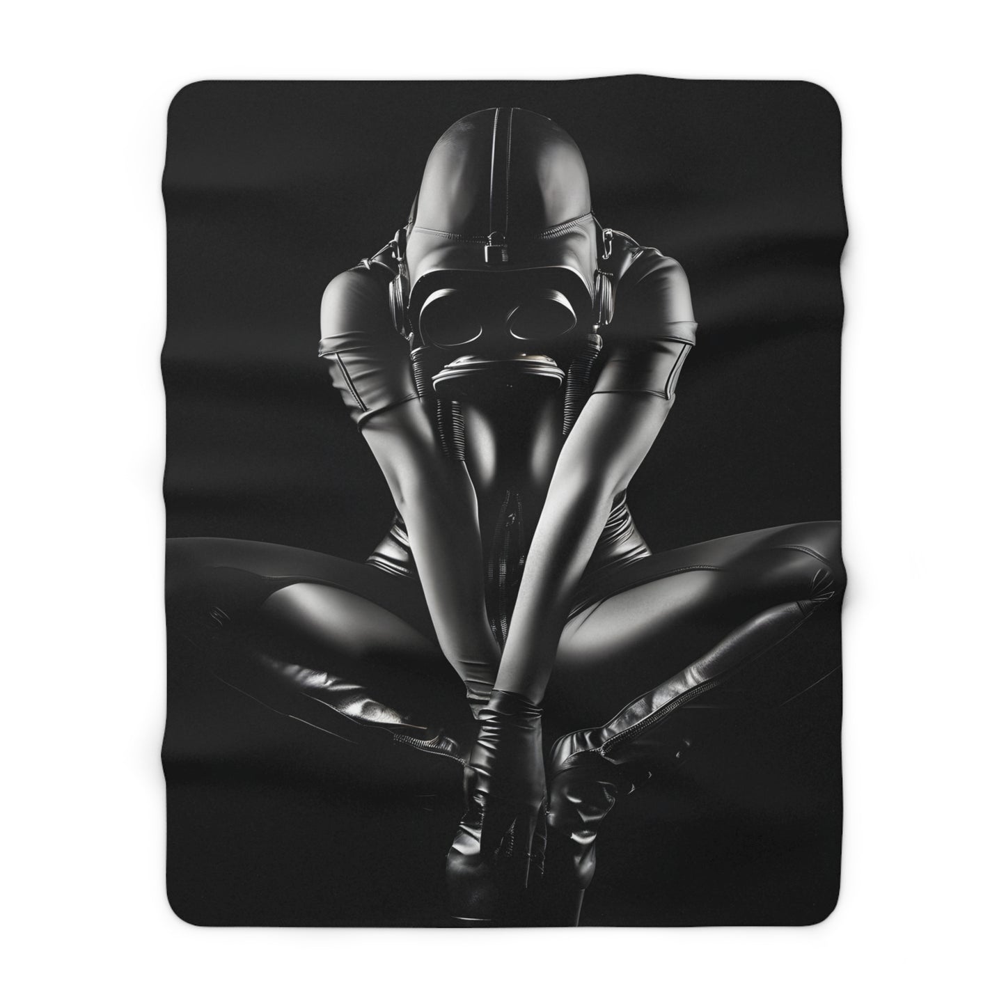 Sherpa Fleece Blanket with Futuristic Cyber Dark Design