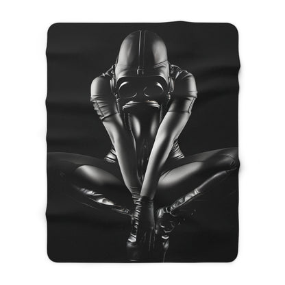Sherpa Fleece Blanket with Futuristic Cyber Dark Design