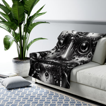 Futuristic Sherpa Fleece Blanket - Metallic Face Design
