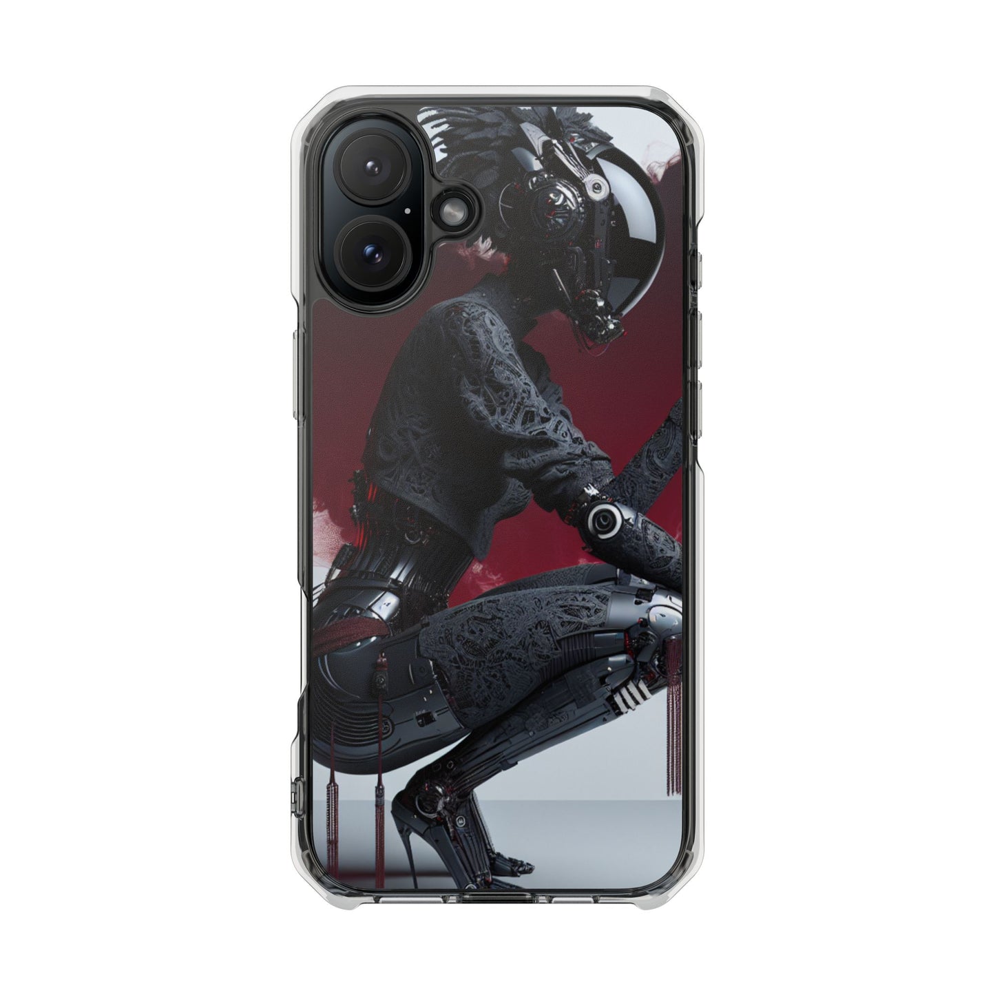 Cyber Design Magnetic Phone Case, Clear Mobile Cover, Gothic Style, Halloween Gift, Celestial Protection Accessory