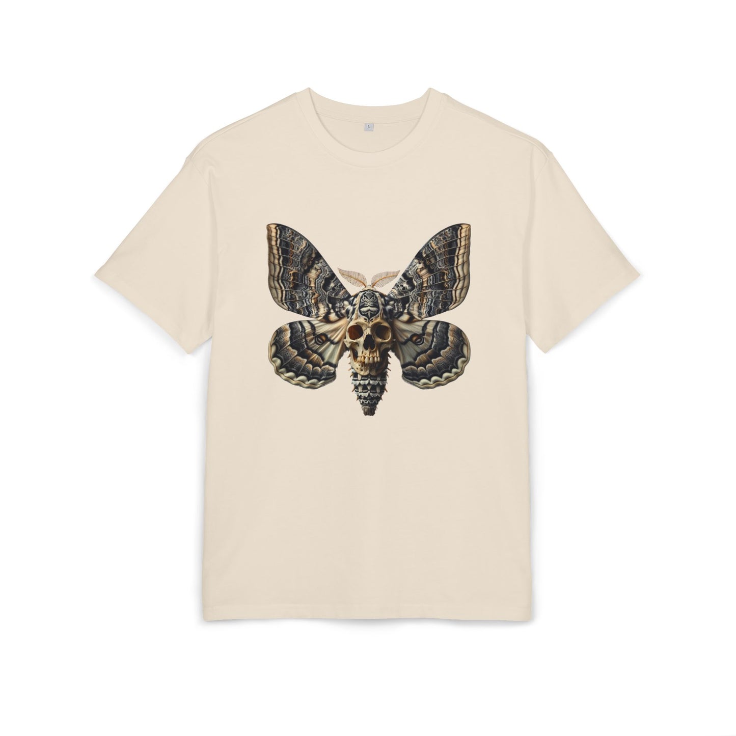 Unisex Oversize Tee with Skull Moth Design - Edgy Graphic Shirt