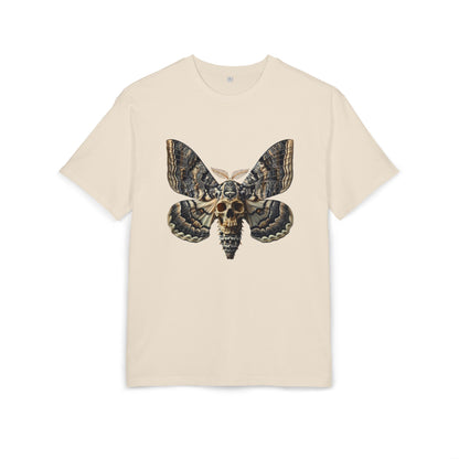 Unisex Oversize Tee with Skull Moth Design - Edgy Graphic Shirt