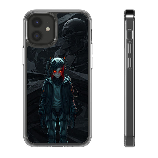 Futuristic Clear Phone Case with Cyberpunk Design - Edgy and Stylish
