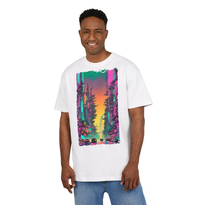 Vibrant Nature Sunset Unisex Oversize Tee, Cozy Graphic Shirt for Nature Lovers, Trendy Casual Wear, Gift for Friends, Summer Fashion