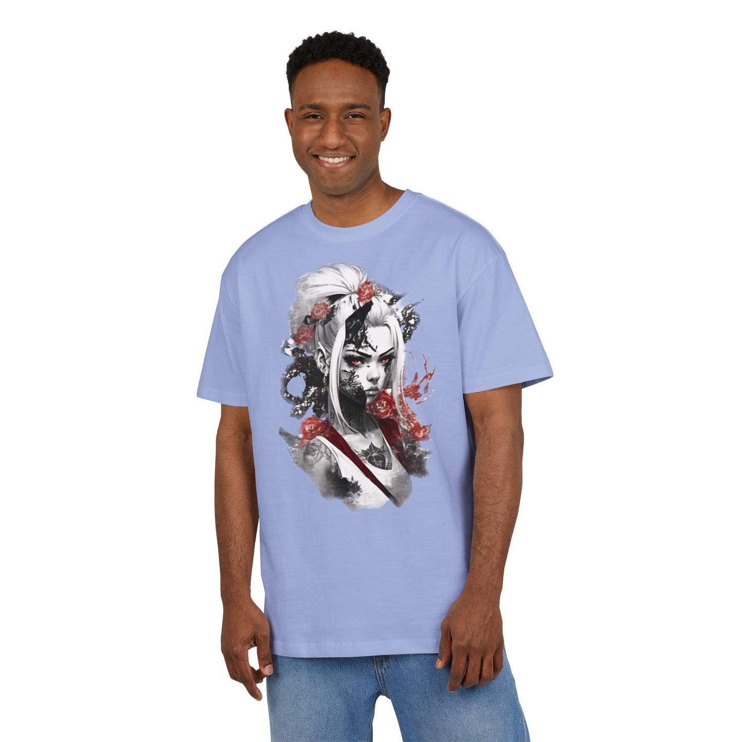 Artistic Unisex Heavy Oversize Tee - Bold Floral Graphics