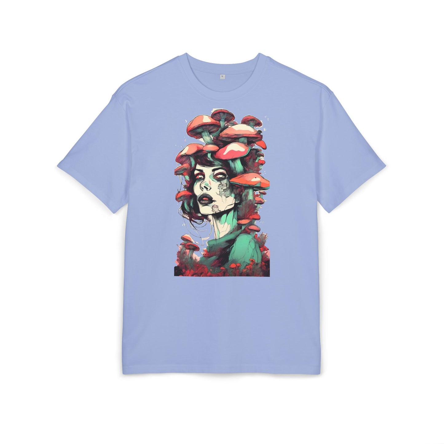 Mushroom Woman Oversized Tee, Bohemian Graphic T-Shirt, Unique Art Tee, Festival Wear, Streetwear Style Top