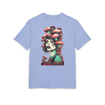 Mushroom Woman Oversized Tee, Bohemian Graphic T-Shirt, Unique Art Tee, Festival Wear, Streetwear Style Top