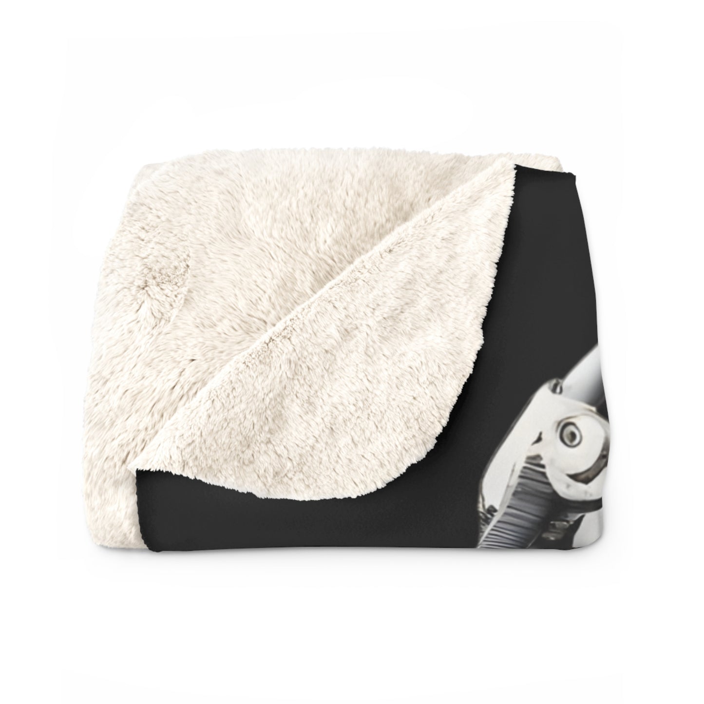 Sherpa Fleece Blanket with Futuristic Cyber Skull Design