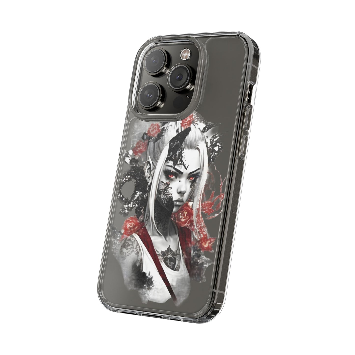 Artistic Clear Phone Case with Floral Design