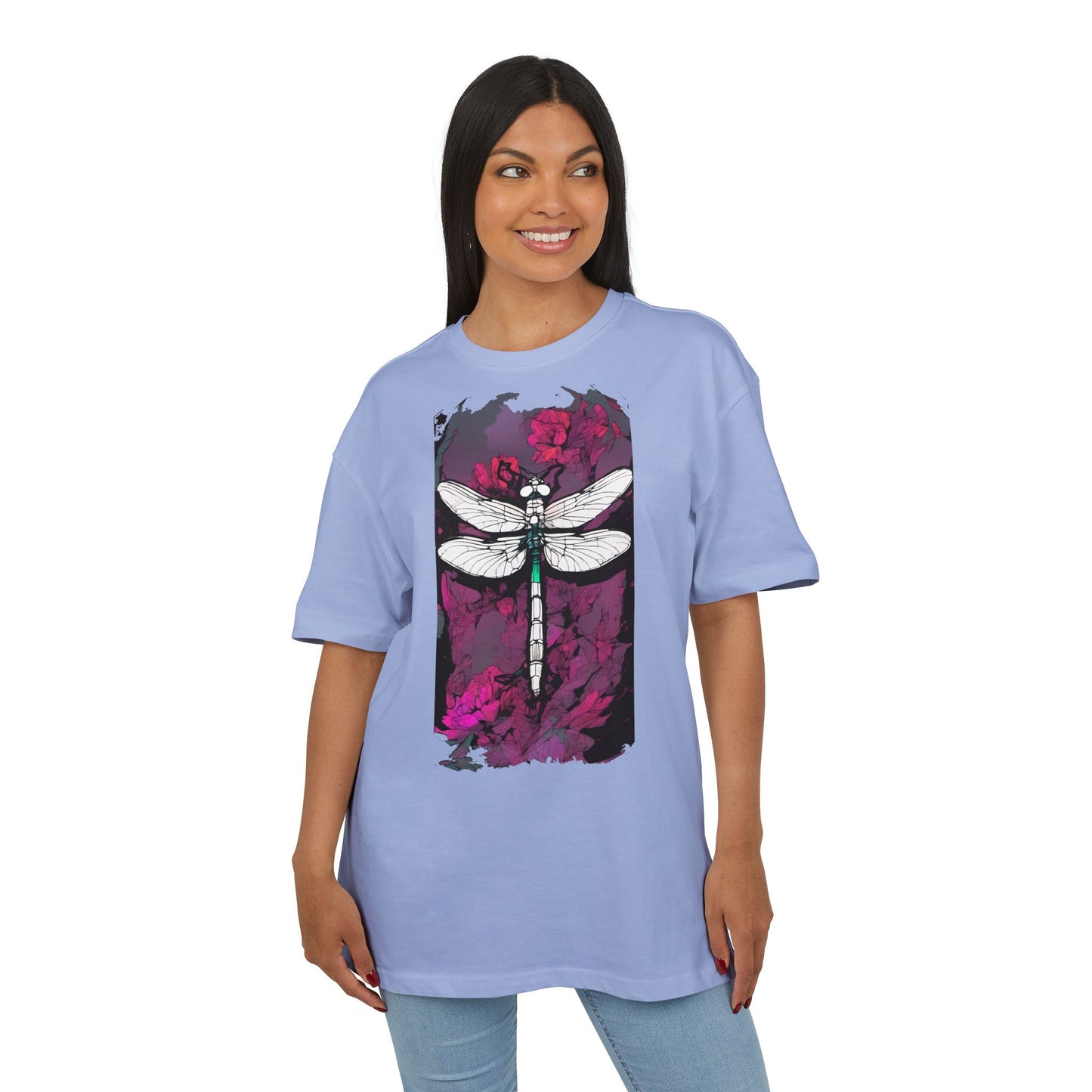 Dragonfly Art Unisex Heavy Oversize Tee, Nature Lover Shirt, Gift for Her, Artistic Tee, Summer Fashion, Relaxed Fit Clothing
