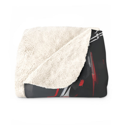 Edgy Graphic Sherpa Fleece Blanket - Cozy Modern Art Throw for Home Décor