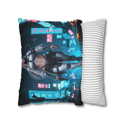 Futuristic Cyberpunk Pillowcase, Cozy Home Decor, Modern Sofa Cushion, Unique Gift for Gamers, Bedroom Accent