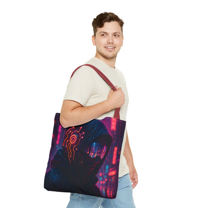 Futuristic Cyberpunk Tote Bag, Unique AOP Bag for Tech Lovers, Stylish Everyday Tote, Gift for Gamers, Sci-Fi Enthusiasts