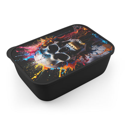 Vibrant Skull Bento Box with Utensils - Perfect for Lunches, Gifts, Halloween, Retro Style, Eco-Friendly Meal Prep