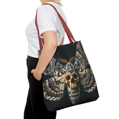 Gothic Skull Moth Tote Bag, Edgy Eco-Friendly Tote, Artsy Shopping Bag, Unique Gift for Halloween, Boho Tote for Nature Lovers