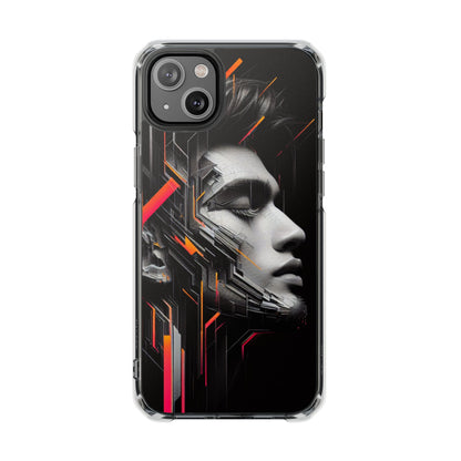 Magnetic Clear Impact Cases with Abstract Graphic, Stylish Phone Protection, Modern Gift for Tech Lovers, Unique Case