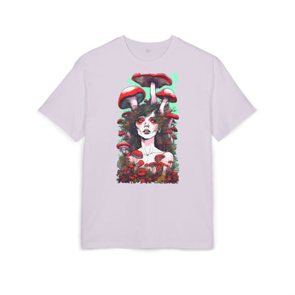 Mystical Mushroom Art Oversize Tee | Unisex Heavy Tee, Boho Style Shirt, Nature Lover Gift, Festival Wear, Graphic Tee, Eco-Friendly Fashion