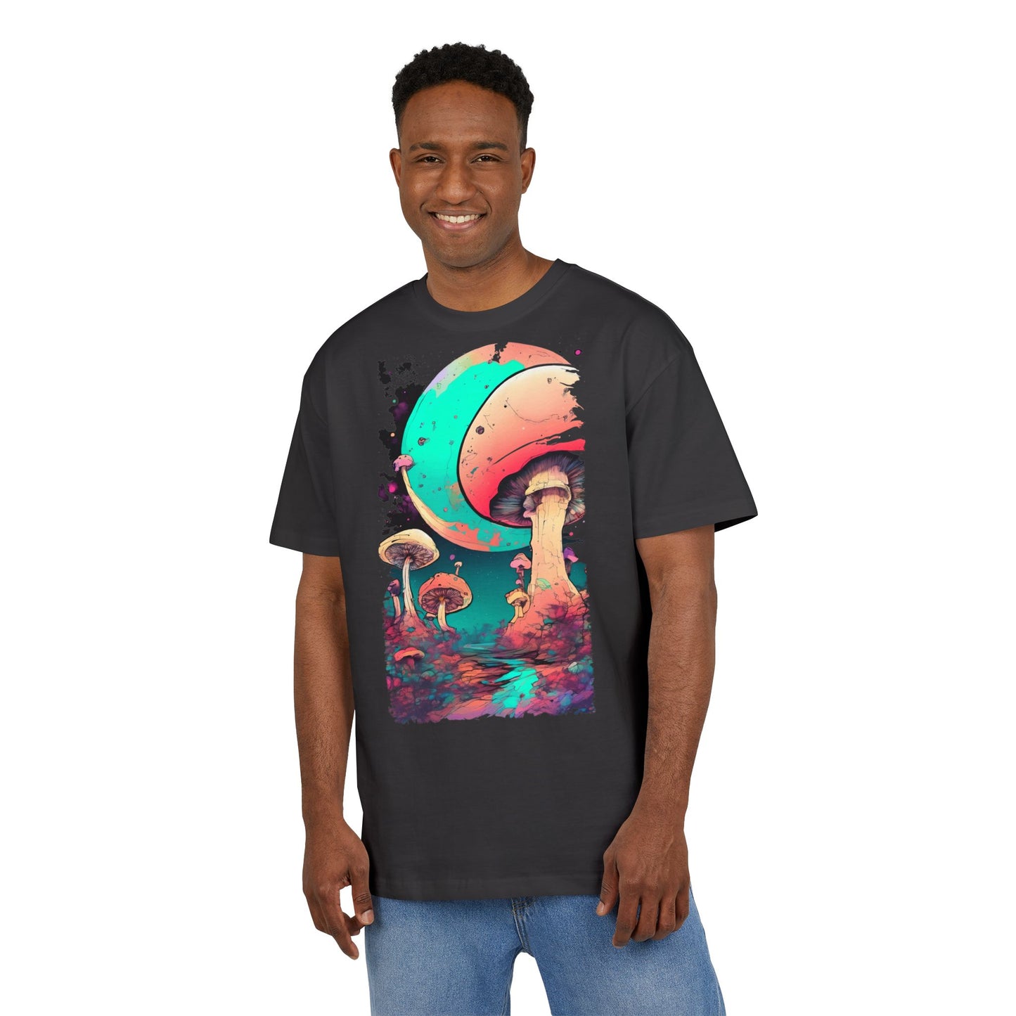 Cosmic Mushroom Graphic Tee, Unisex Oversized Shirt, Boho Vibe Top, Festival Wear, Unique Gift for Nature Lovers, Relaxed Fit Shirt