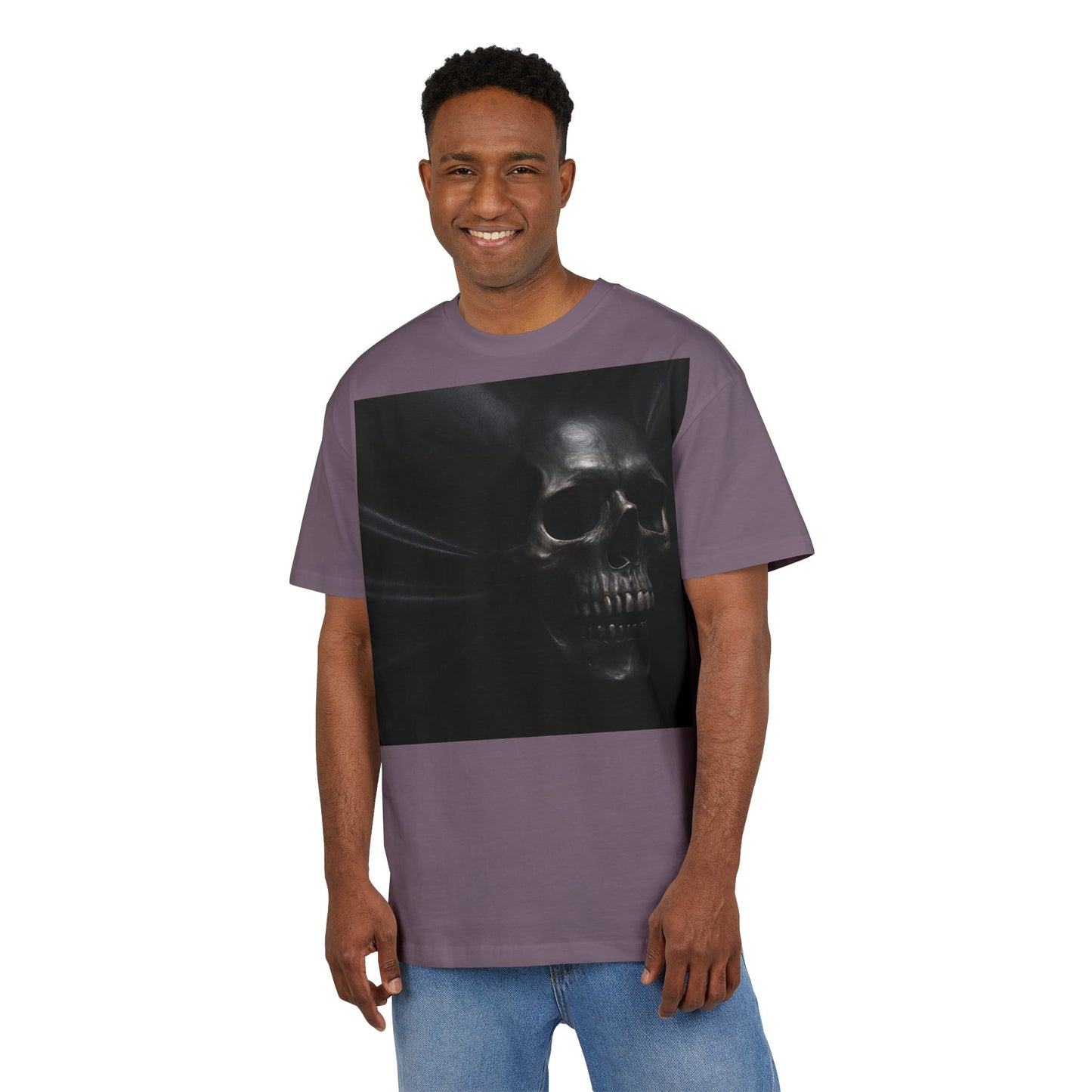 Skull Graphic Oversized Tee - Unisex Heavy Tee for Casual Wear, Street Style, Halloween Attire, Gift for Friends, Unique Art Tee