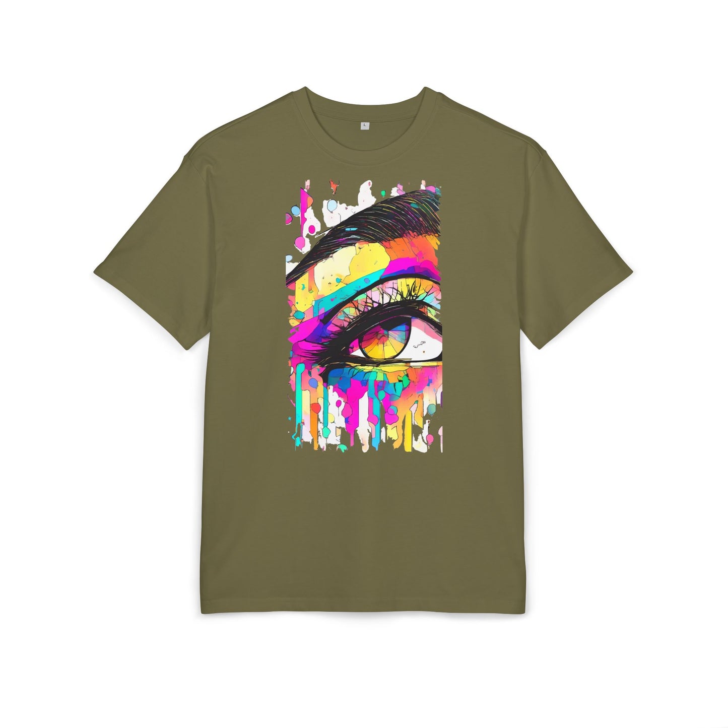 Vibrant Eye Art Oversized Tee, Unisex Heavy Tee for Creative Souls, Art Lovers Gift, Colorful Graphic Shirt, Festival Attire