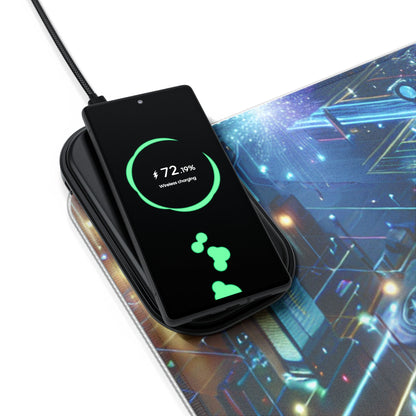 Illuminated Wireless Charging Gaming Mouse Pad, LED Pad for Gamers, Desk Accessories, Gift for Tech Lovers, Gaming Setup Decor
