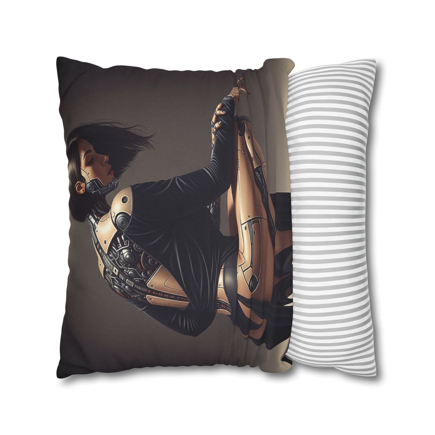 Futuristic Robot Art Pillowcase, Decorative Throw Pillow, Modern Home Decor, Gift for Tech Lovers, Cyberpunk Cushion Cover