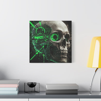 Digital Skull Art Wall Decor, Futuristic Skull Canvas Print, Cyberpunk Home Decor, Gothic Decoration, Unique Gift for Halloween
