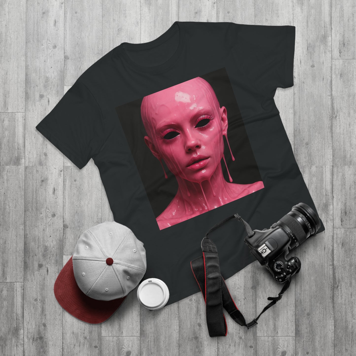 Artistic Pink Melting Face T-Shirt - Trendy Graphic Tee, Unique Gift, Statement Apparel, Festival Wear, Occasional Fashion, Street Style