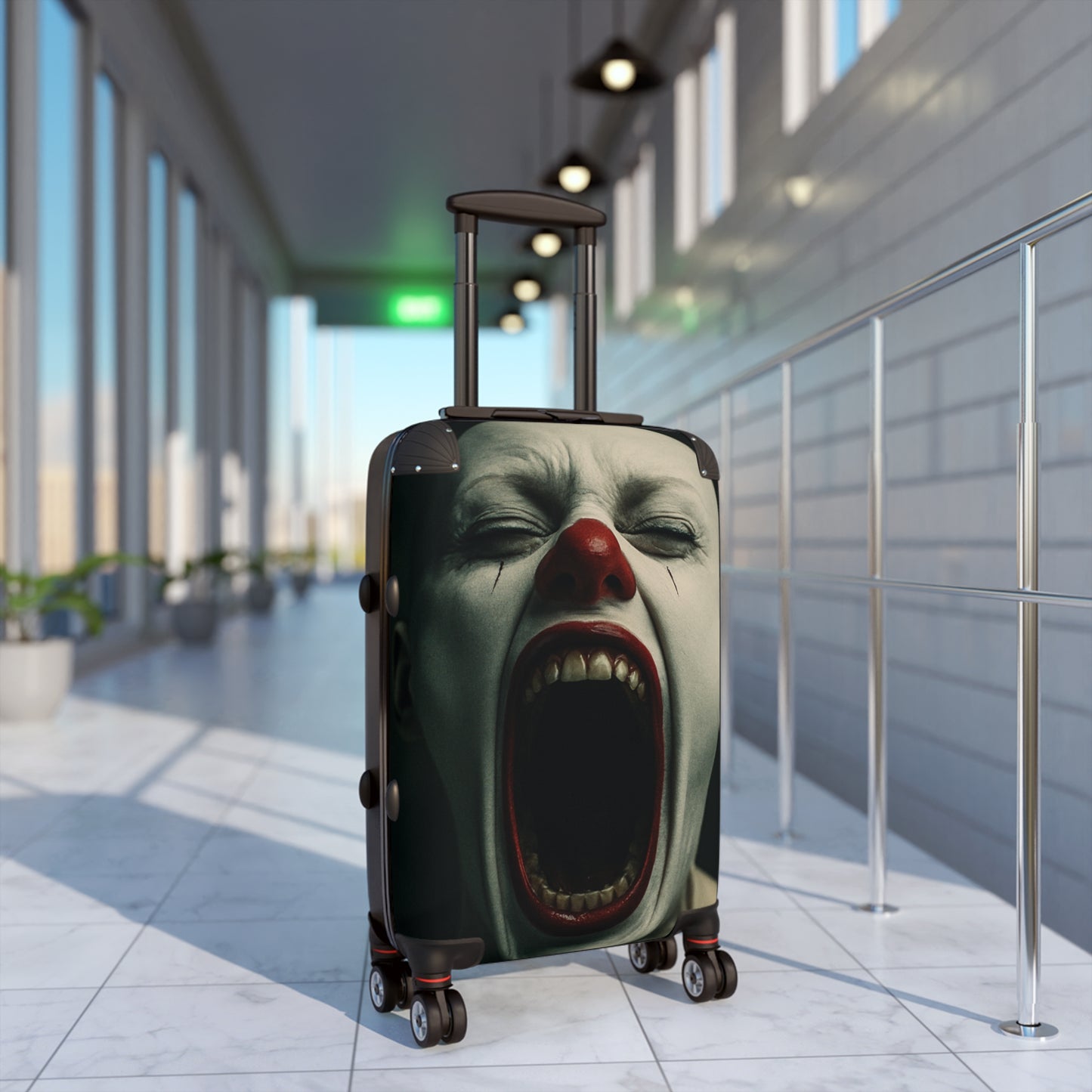 Creepy Clown Suitcase - Travel Luggage, Halloween Costume Prop, Spooky Gift for Horror Fans, Unique Checked Baggage, Statement Travel Gear