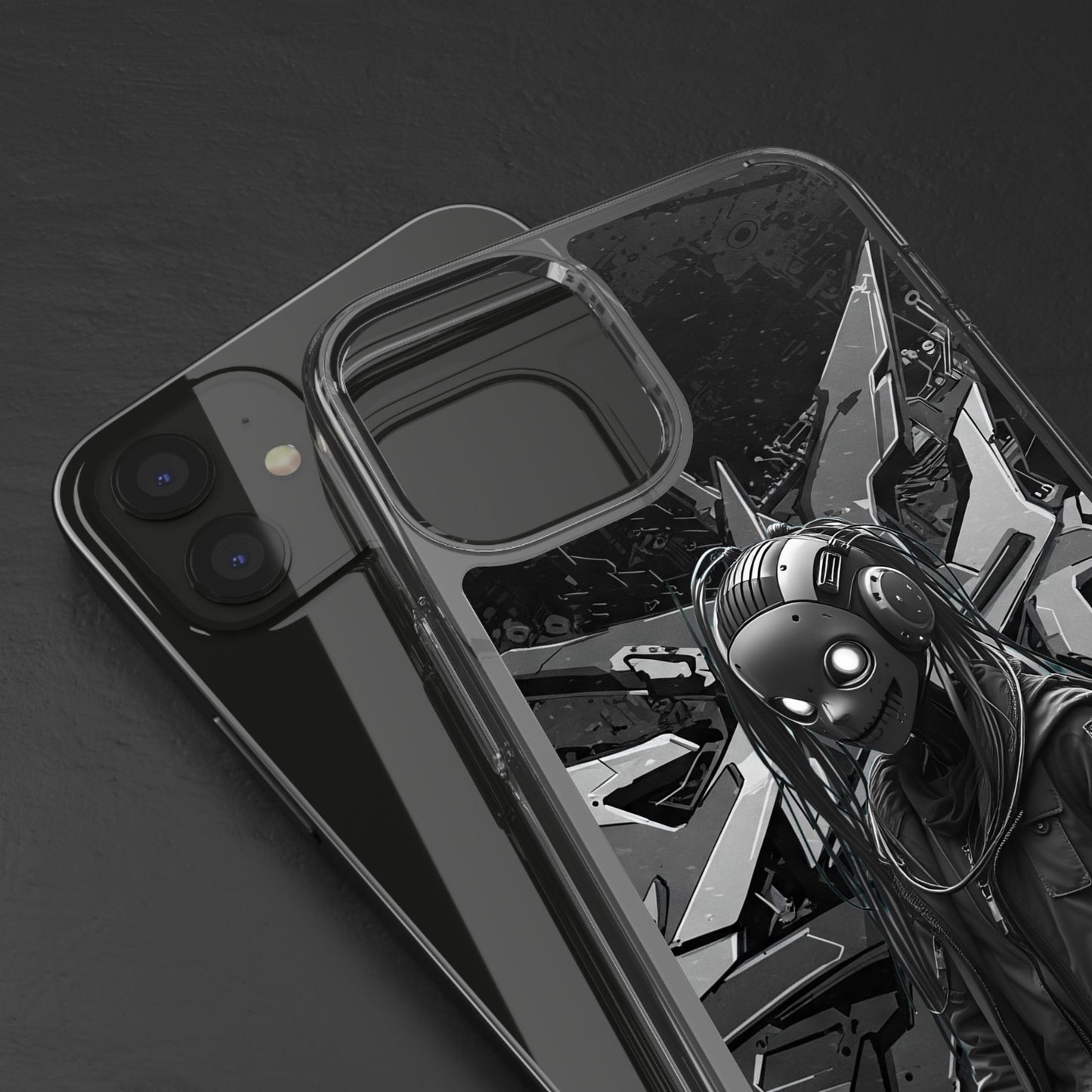 Anime-Inspired Clear Phone Case - Edgy Streetwear Style