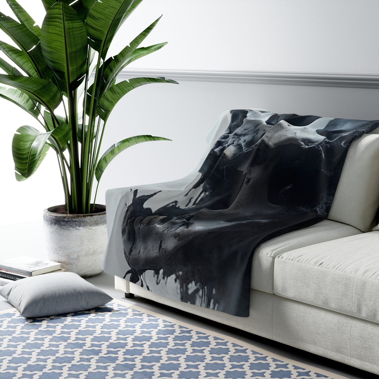 Gothic Skull Sherpa Fleece Blanket - Cozy Aesthetic Home Decor