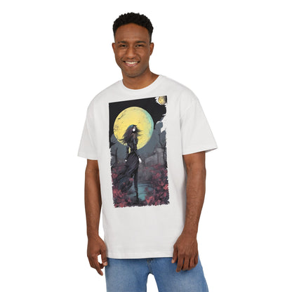 Moonlit Witch Oversize Tee, Cozy Casual Wear, Halloween Outfit, Gothic Style, Gift for Her, Everyday Fashion