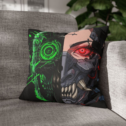 Futuristic Cyborg Pillowcase, Decorative Pillow Cover, Cyberpunk Home Decor, Gift for Sci-Fi Lovers, Gaming Room Accessory