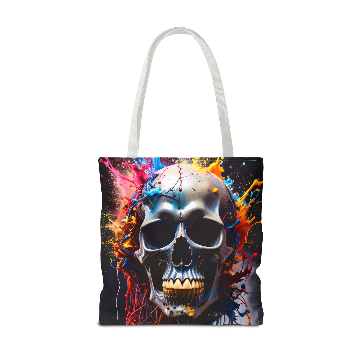 Vibrant Skull Tote Bag, Artistic Reusable Bag, Eco-Friendly Shopping Tote, Perfect Gift for Halloween, Gothic Style
