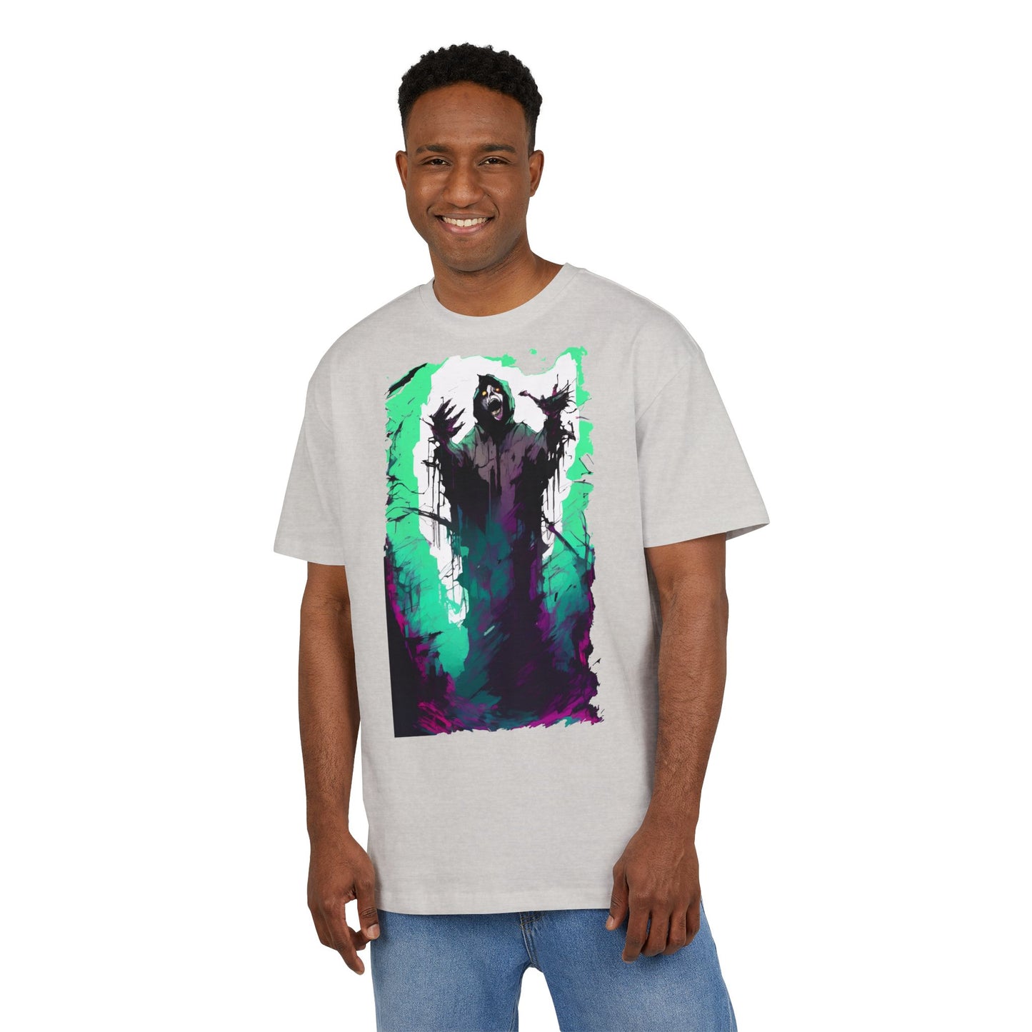 Mystical Oversized Tee - Unisex, Artistic Graphic Tee, Casual Wear, Gift for Art Lovers, Spooky Vibes Shirt