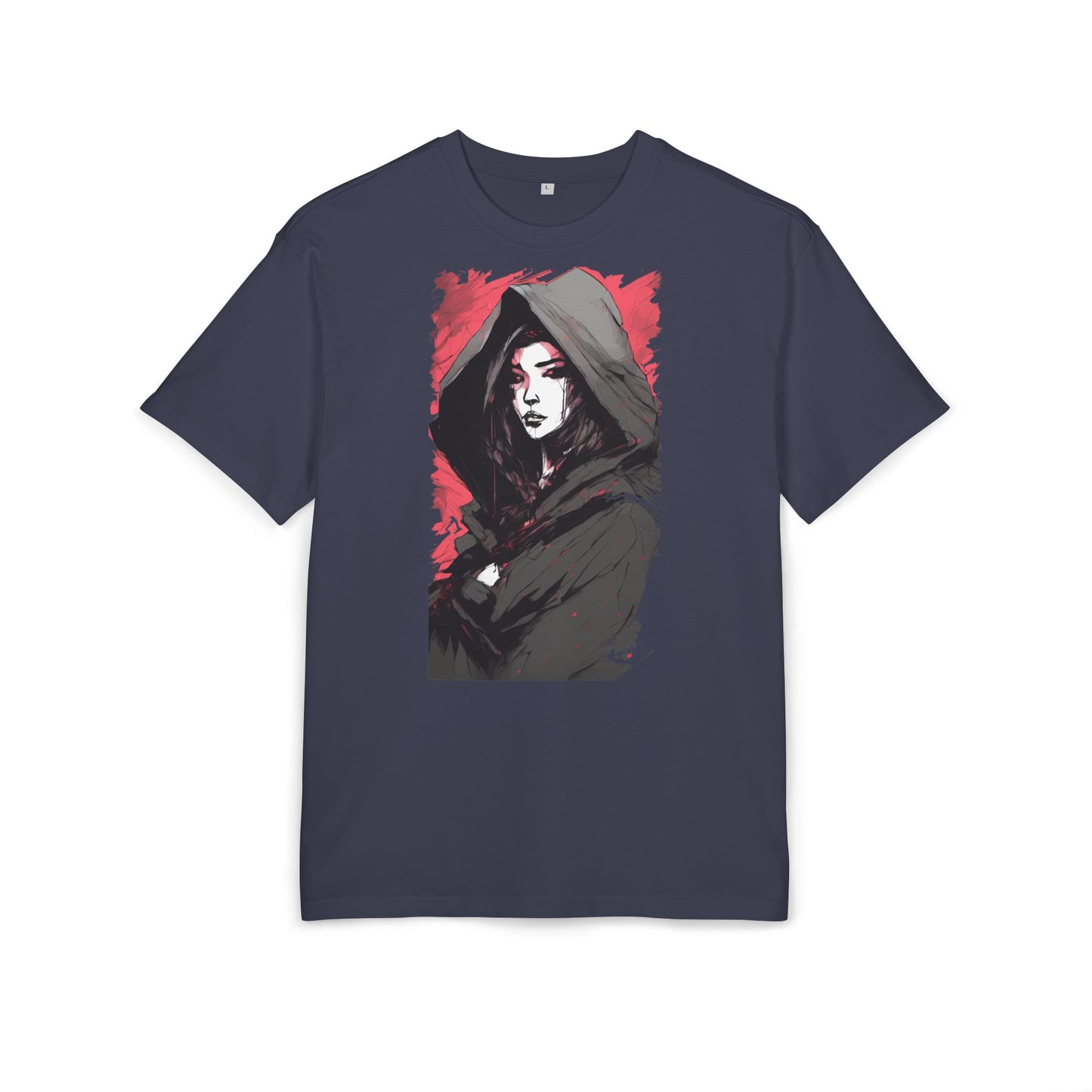 Artistic Oversize Tee with Hooded Character Design, Unisex Streetwear, Graphic Tee, Casual Wear, Unique Gift, Fashion Statement