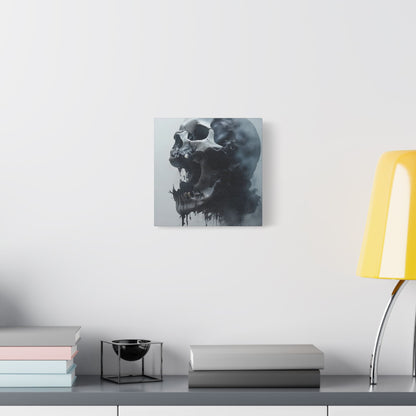 Skull Wall Art Canvas, Gothic Home Decor, Edgy Artwork for Halloween, Unique Gift for Him, Quirky Office Decor, Statement Piece