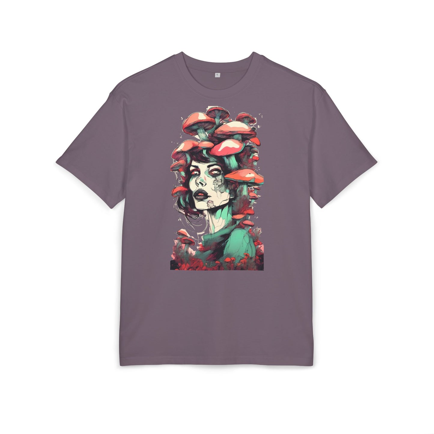 Mushroom Woman Oversized Tee, Bohemian Graphic T-Shirt, Unique Art Tee, Festival Wear, Streetwear Style Top