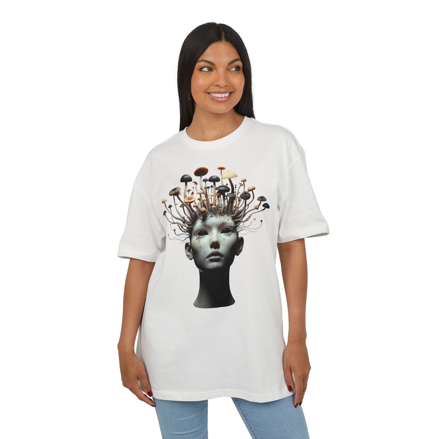 Unisex Heavy Oversize Tee - Artistic Mushroom Graphic Tee