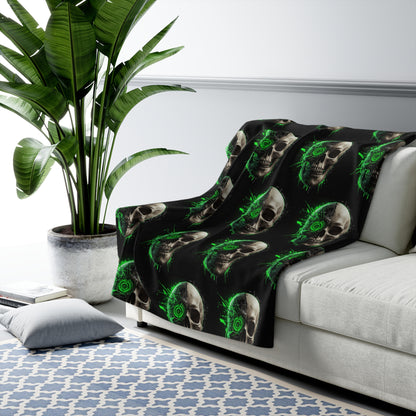 Gothic Skull Sherpa Fleece Blanket - Cozy & Edgy Home Decor