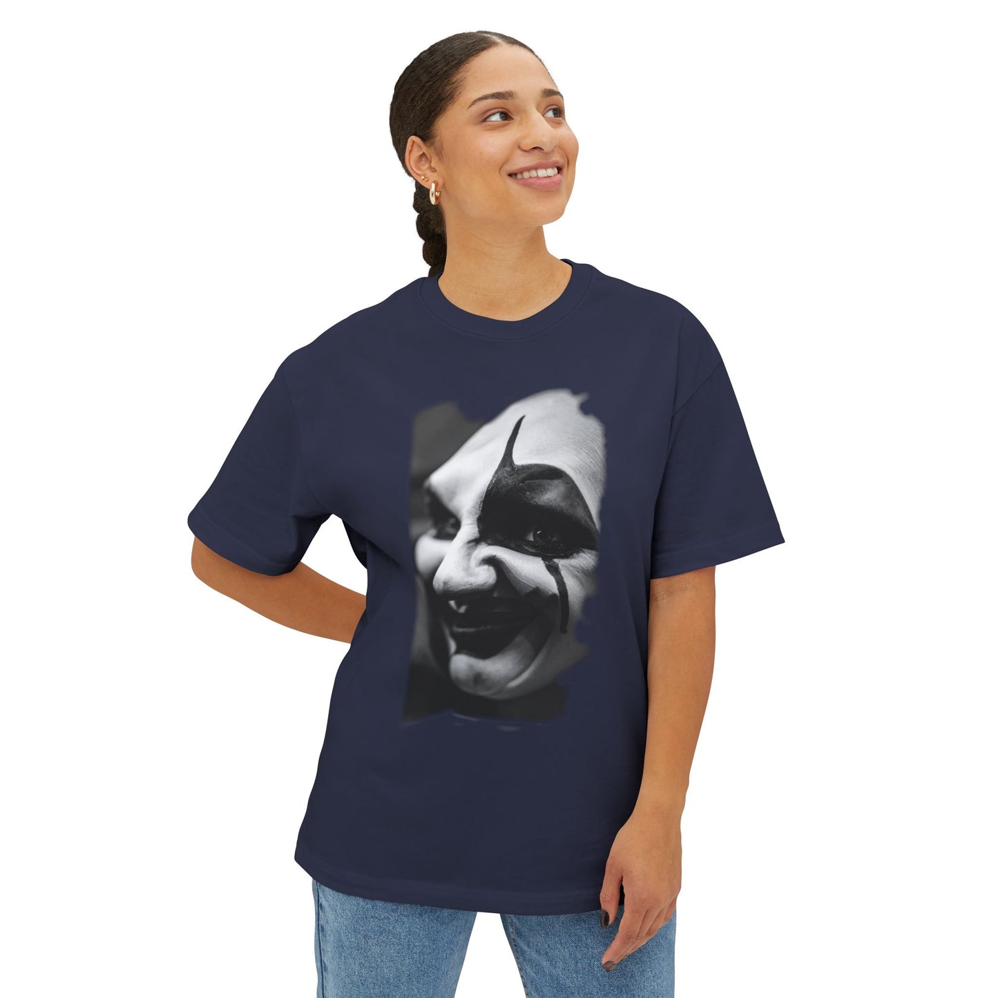 Spooky Emoji Boxy Tee | Oversized T-Shirt, Halloween Apparel, Casual Wear, Unique Graphic Design, Unisex T-Shirt