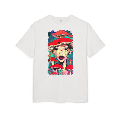 Colorful Art Tee, Unisex Heavy Oversize Tee with Mushroom Design, Casual Wear, Graphic Shirt, Gift for Art Lovers, Streetwear Style