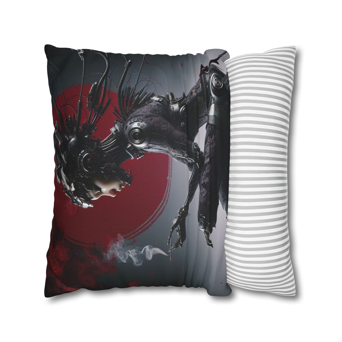 Futuristic Robot Love Pillowcase, Cyberpunk Decor, Gift for Tech Lovers, Modern Home Accent, Unique Housewarming Present